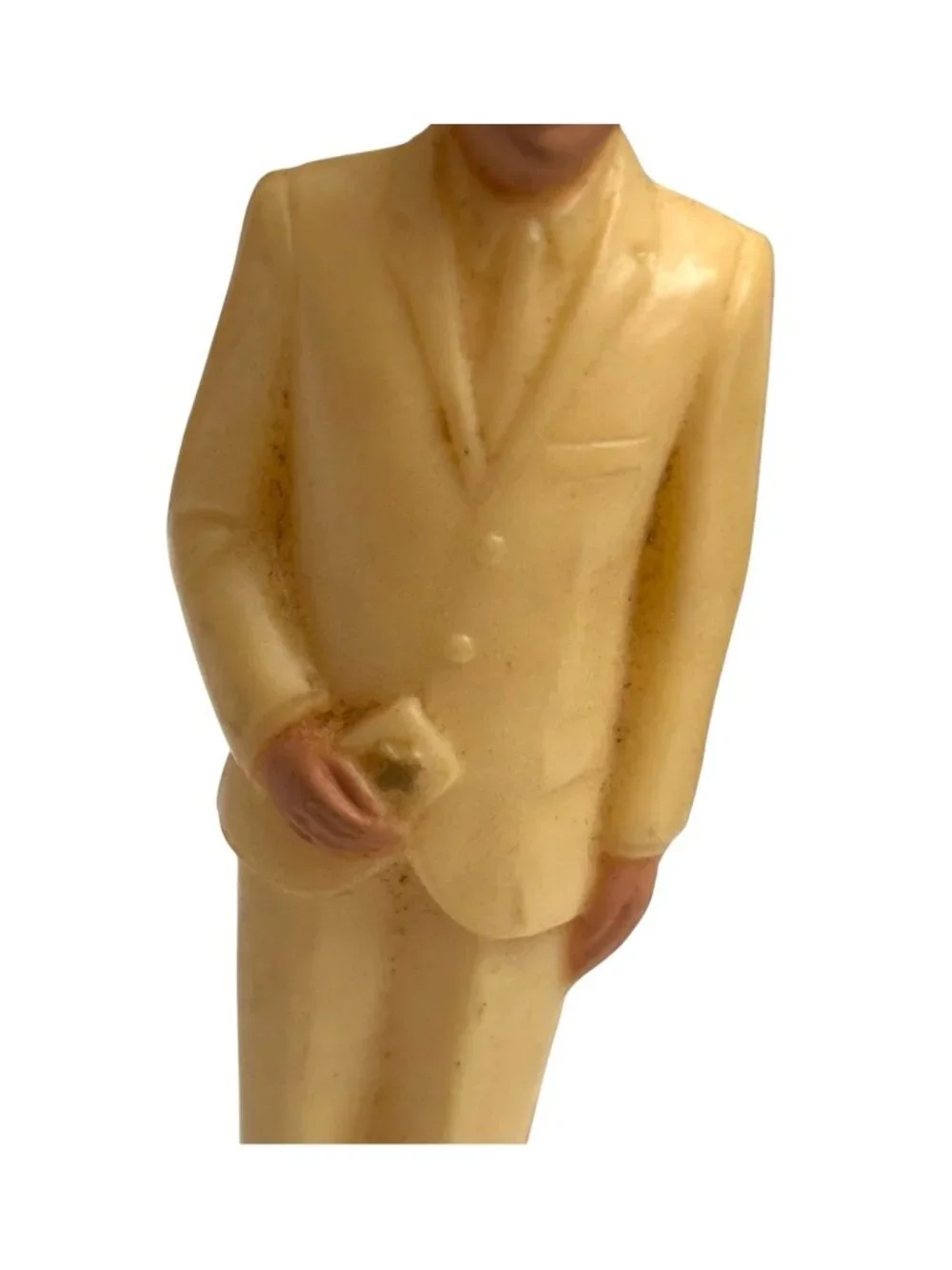 Vintage Male Figurine In ivory Suit With Black Shoes Plastic Material 4.5